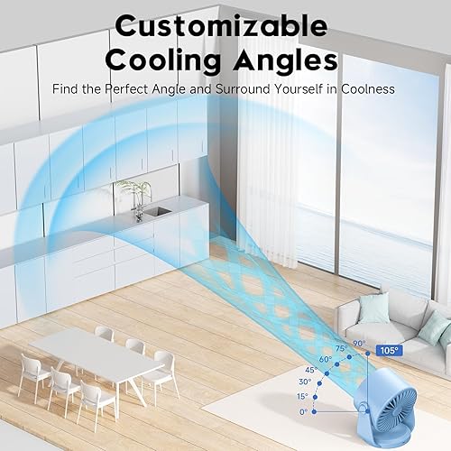 Miniatura 6 de Ventilador de escritorio, ventilador de mesa turbo para dormitorio, pantalla digital de 100 velocidades, bajo ruido, inclinación ajustable de 105,