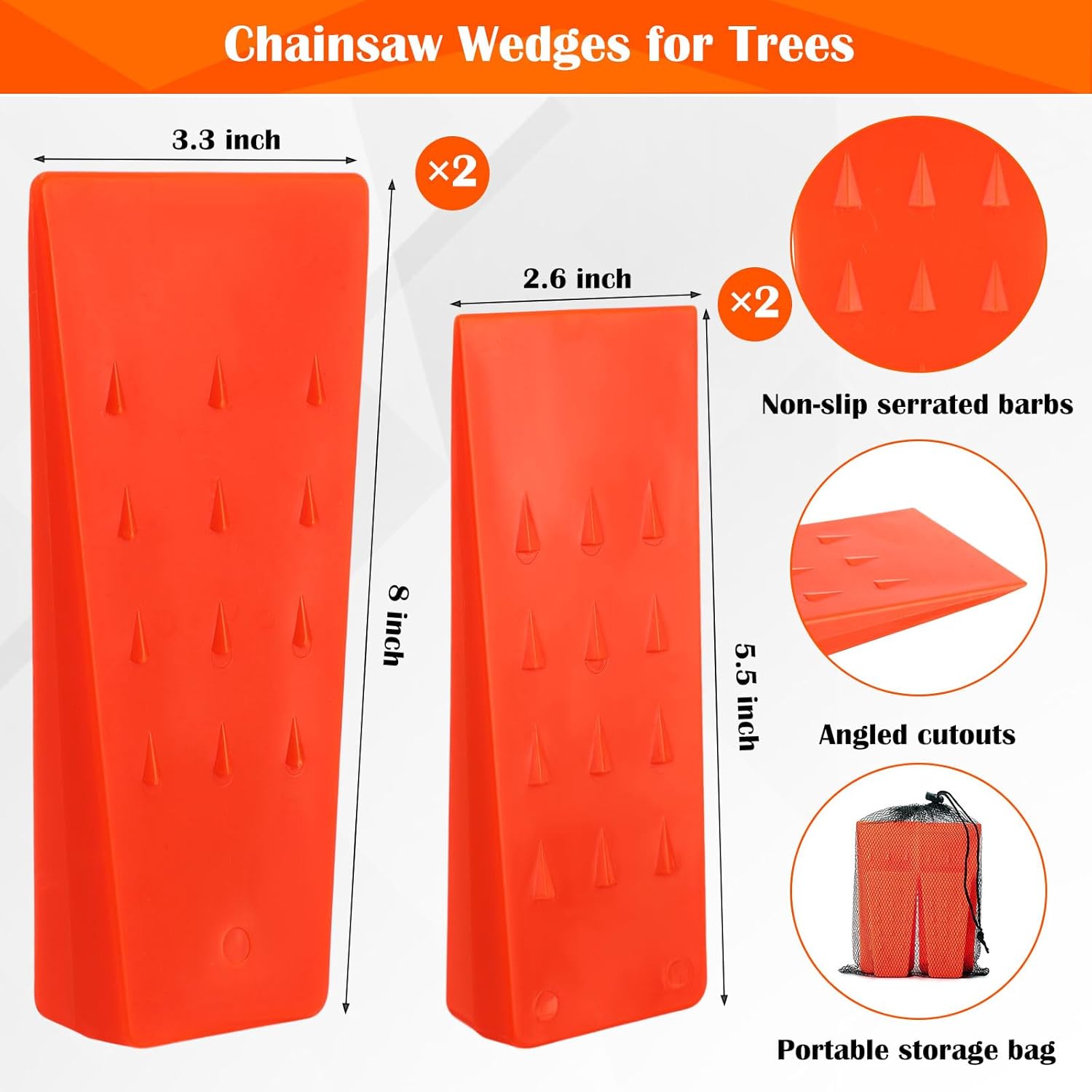 Threlaco 17 Pcs Chainsaw Chain Sharpening Kit Plastic Tree Felling Wedges with Spikes with Storage Bag, Chainsaw Grease Gun, 6 Sizes Round Chainsaw File for Wood, Tree Pruning, Loggers Fallers