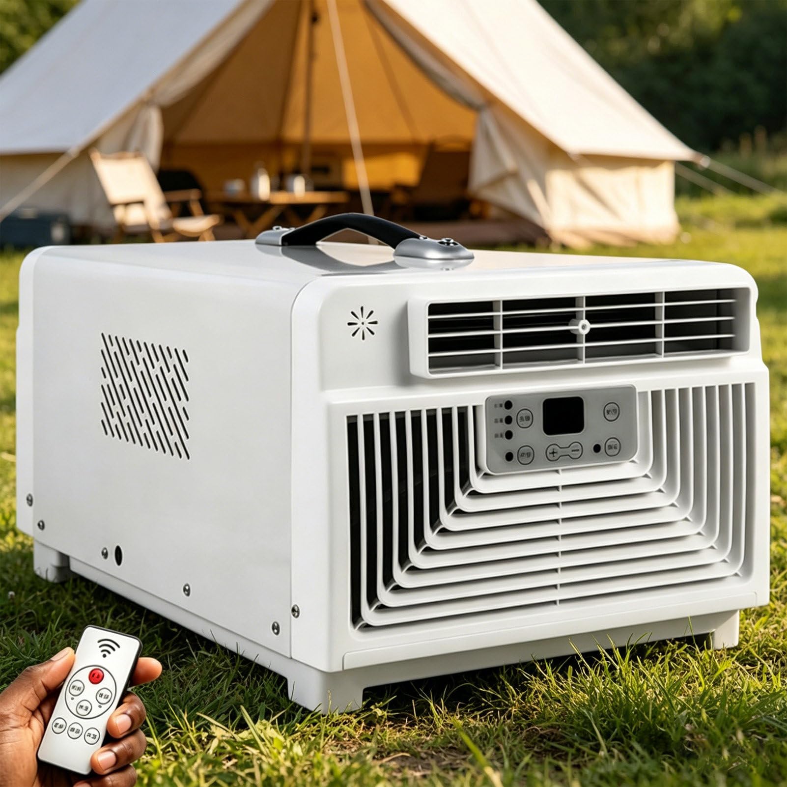Pvxa 3400 BTU Tent AC Unit, Mini Outdoor Camping Tent AC, 2-in-1 Portable Air Conditioner & Heater, Timer & Remote, for Patio, Camping, Room Cold