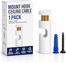 LEDSone Ceiling Cable Mount White Hook for Swag Pendant and Chandelier Lighting Minimalist Cord Keeper Swag Hook for Ceiling and Wall Modern Ceiling Hooks for Swag Light Easy Fit Electrical Cables.