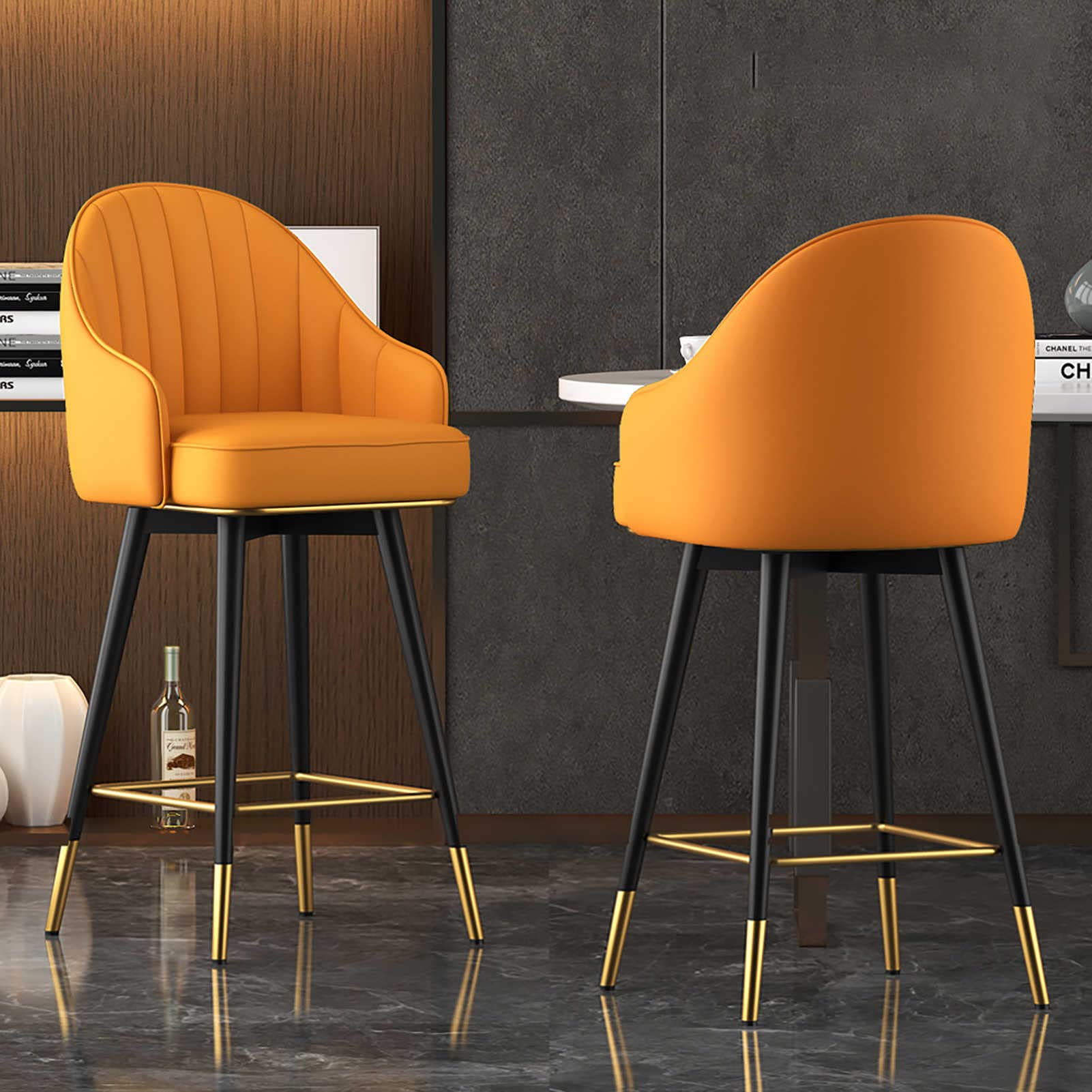 Tabourets de bar pivotants lot de 2 en polyuréthane rembourré pour cuisine