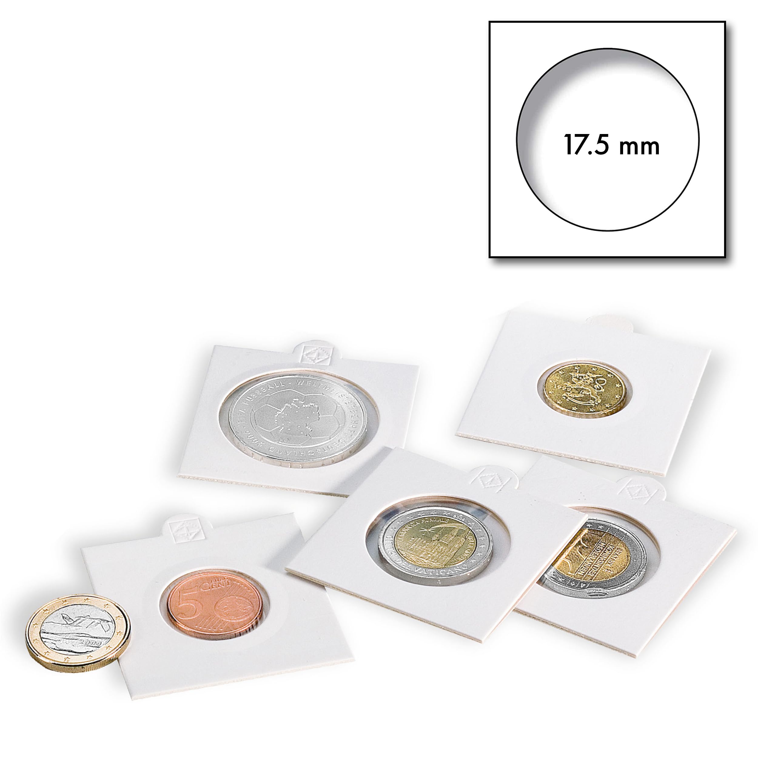 MATRIX coin holders, white, inside Ø 17,5 mm, self-adhesive, pack of 100