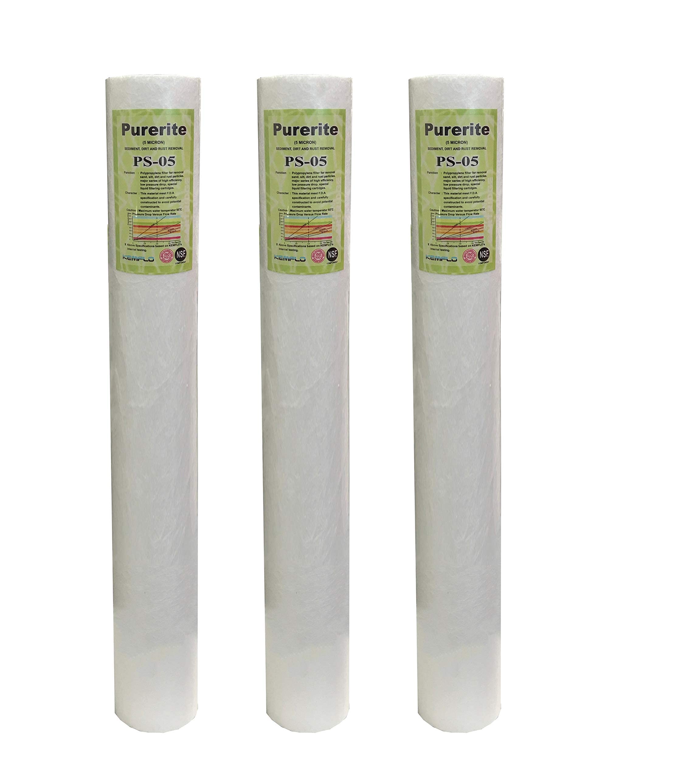& Made® KEM Flow 20inch PP Water Spun Filter Sediment Solid Cartridge 5 Micron Candle for All RO Water Purifier 3Pcs-image-24