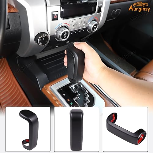 Miniatura 6 de Cubierta de freno de mano para palanca de cambios de automóvil, compatible con Toyota Tundra 2007-2021 Sequoia 2008-2020 Consola central, cubierta