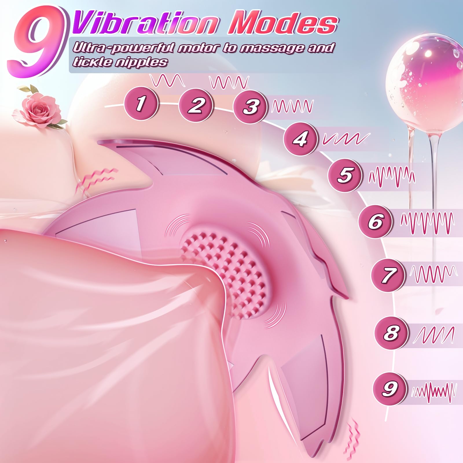 Rose Nipple Toys Vibrator Sex Toys, Vibrating Nipples Sex Pleasure Toys with Adhesive Stickers: For adult