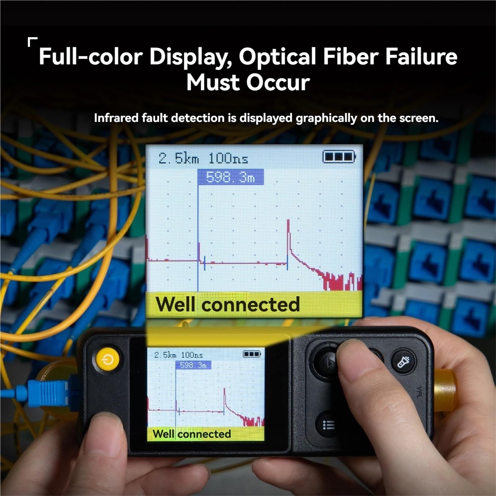 Probador de fibra óptica, Reflectómetro Óptico Portátil De Dominio Temporal 20 Km, Medidor Distancia Fibra Óptica, Comprobador Punto Ruptura,para Ingeniería de Comunicaciones