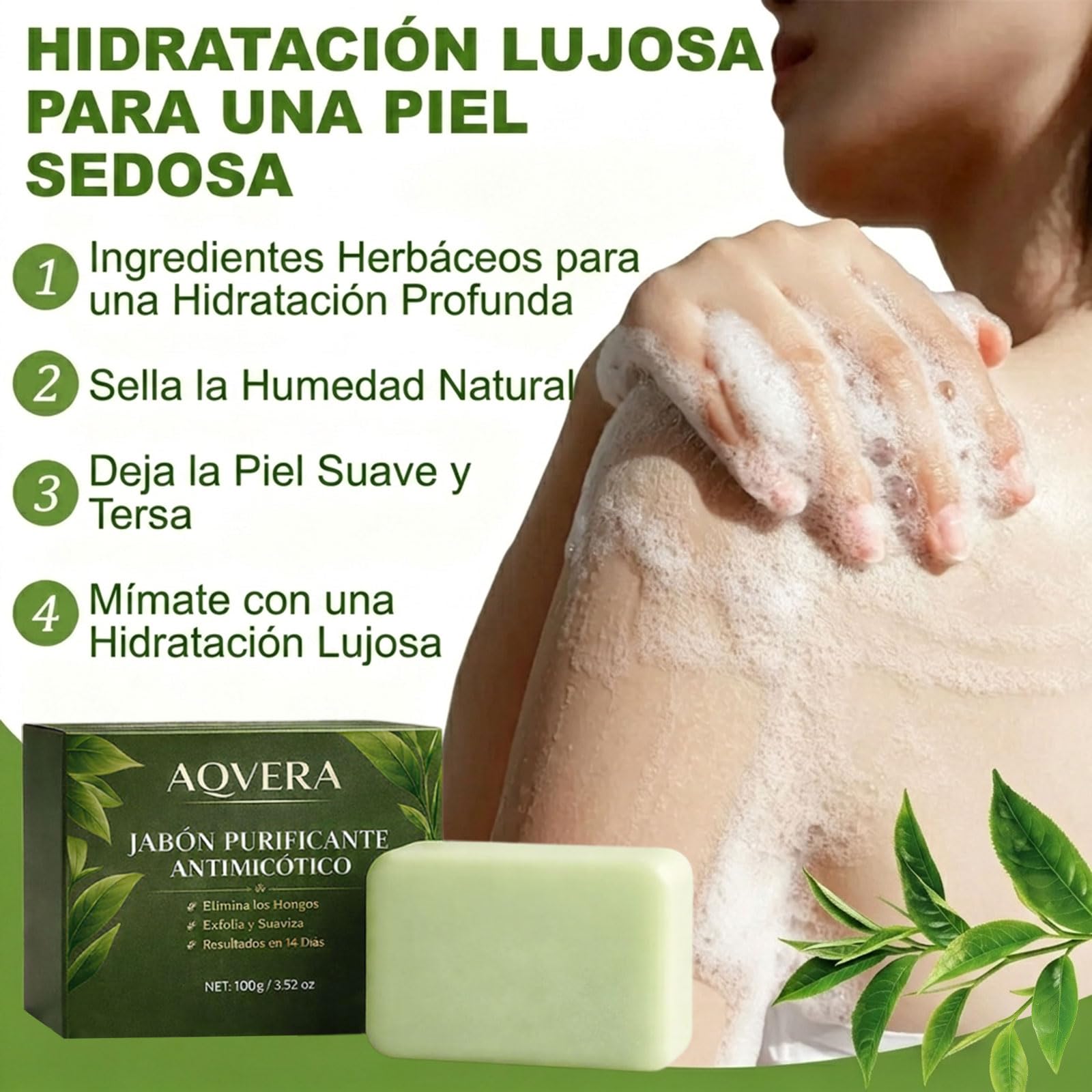 AQVERA — Jabón Purificante Antimicótico, AQVERA Jabón para la piel con aceite de árbol de té, Elimina hongos de raíz en todo el cuerpo, natural y apto para zonas sensibles. (2 paquete)