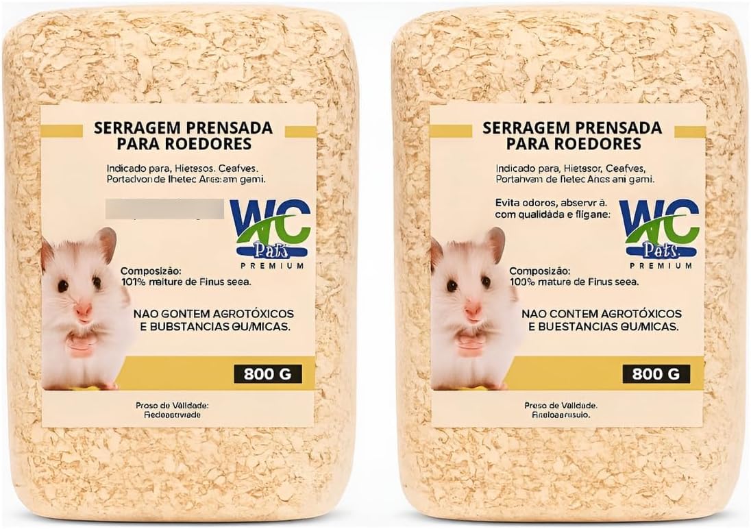 Kit 2 Serragem Para Hamster Coelho Roedores Aves 800g Amarelo
