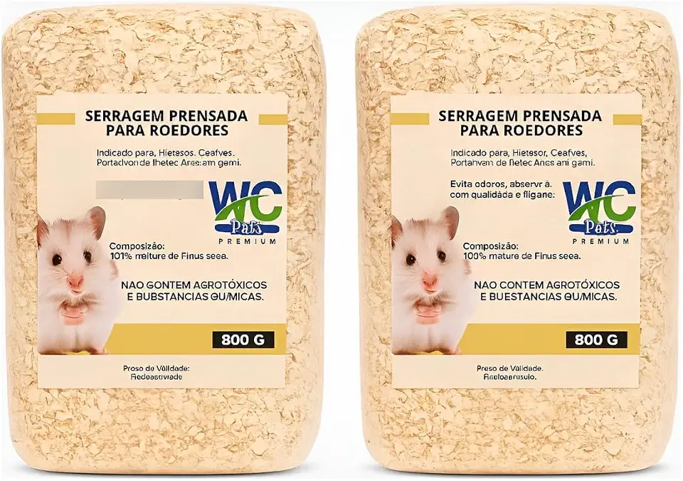 Kit 2 Serragem Para Hamster Coelho Roedores Aves 800g Amarelo