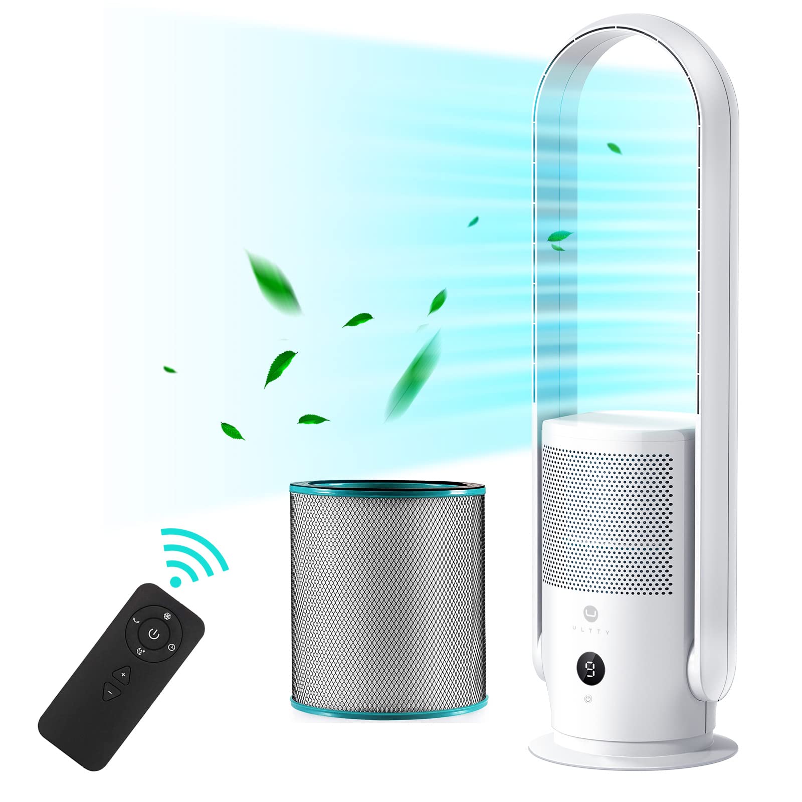 ULTTY Bladeless Tower Fan and Air Purifier in one, True HEPA Filter 99.