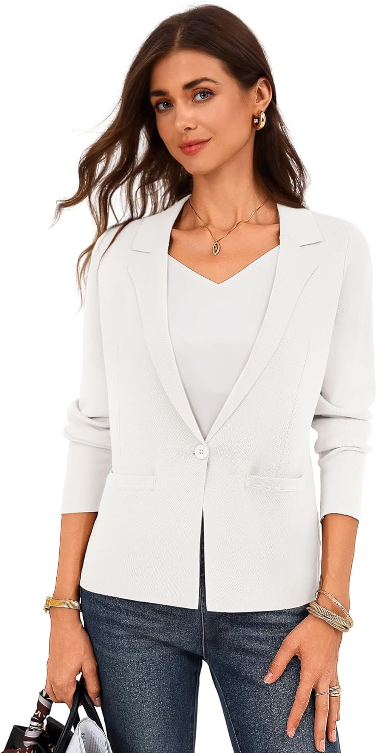 GRACE KARIN Women Sweater Blazer Business Casual 2026 Knit Suit Jackets Long Sleeve Lightweight Cardigan Work Office - Image 2