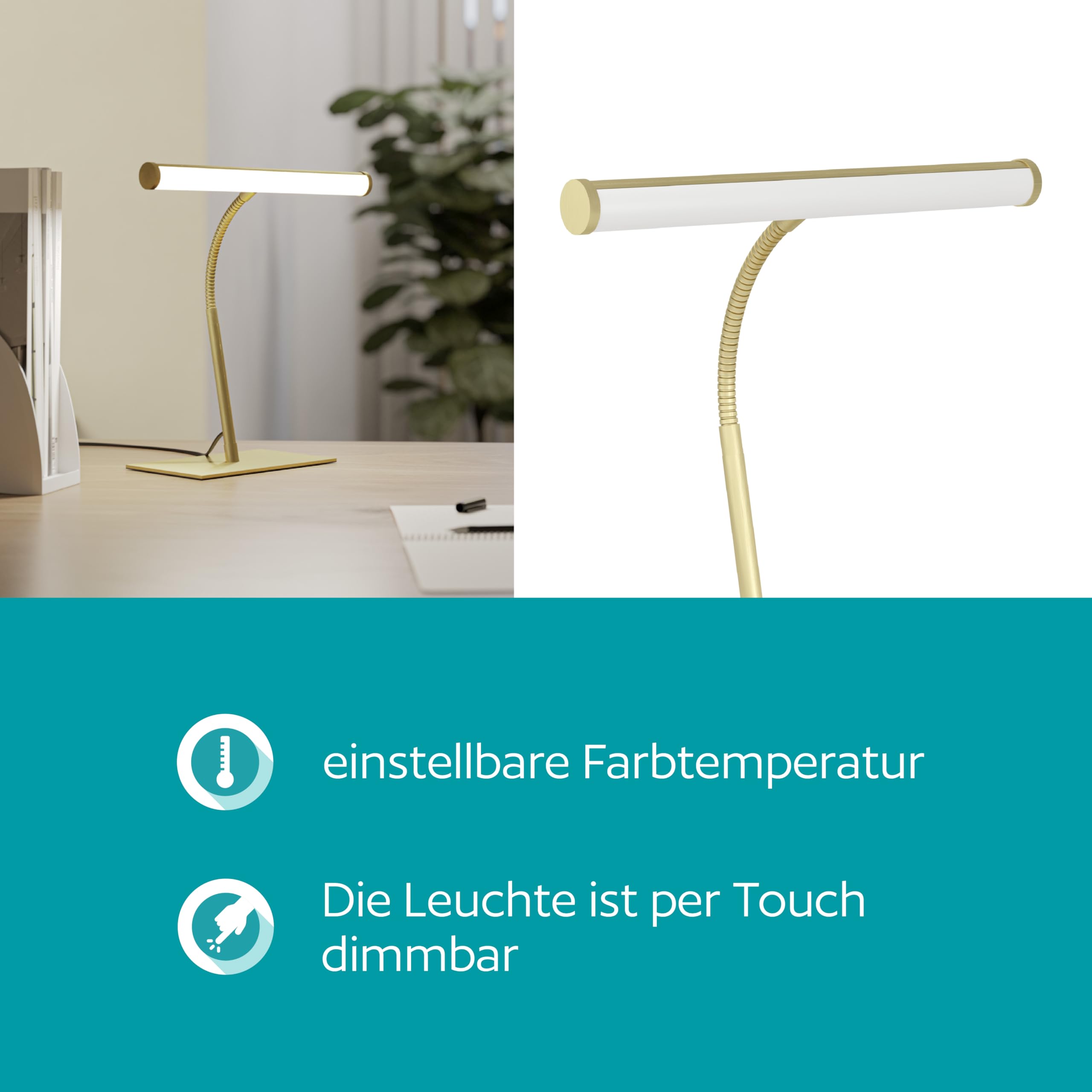 EGLO LED Tischlampe Riccione, Schreibtischlampe mit Flexarm