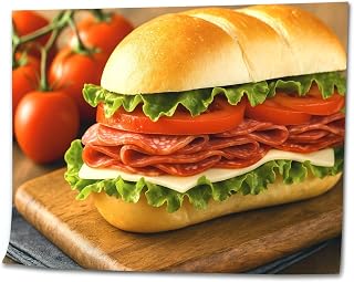 VETEB Paint by Numbers Kit for Adults Beginner Close up Italian sub hoagie Sandwich Cutting Board Stuffed DIY Painting on Canvas by Numbers Acrylic Oil Painting for Home Decor Gifts 16"x20"