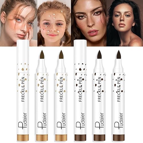 Juego de 4 lápices delineador de ojos líquido, lápiz de pecas líquido, lápiz de pecas natural realista para maquillaje de pecas besado por el sol