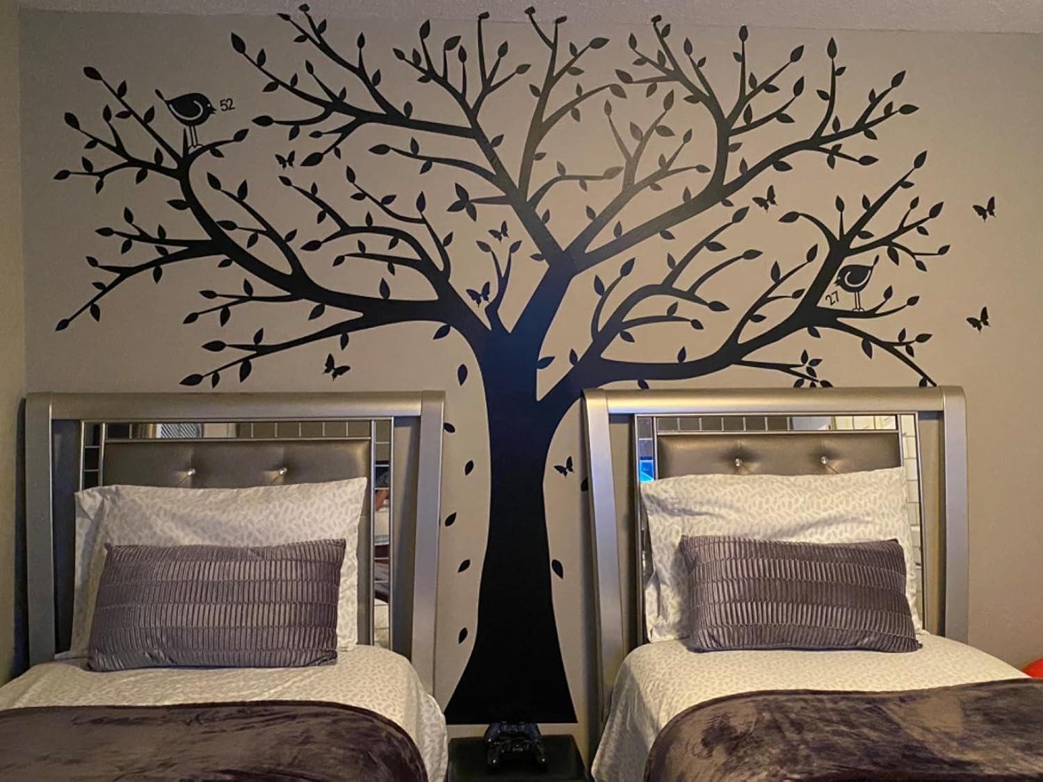 Giant Family Photo Frame Tree Wall Decals Family Tree Decal Living Room Home Decor (108" Wide x 84" Tall) (Black)
