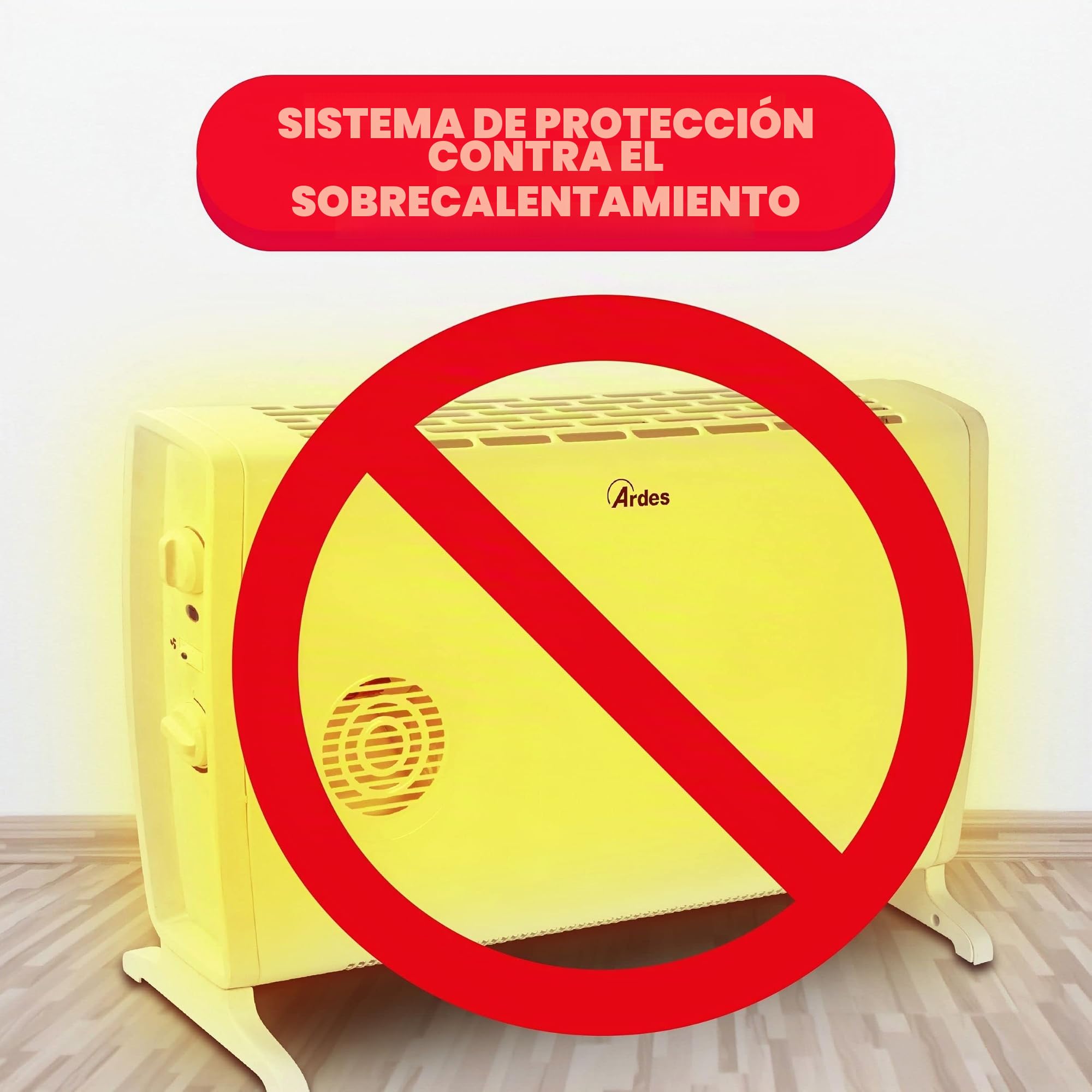 ARDES AR4C05 Termoconvector Eléctrico SMOOTHY 1700/2000W para Calentar el Hogar y la Oficina, Con Termostato, Calentador Convector de Aire Caliente