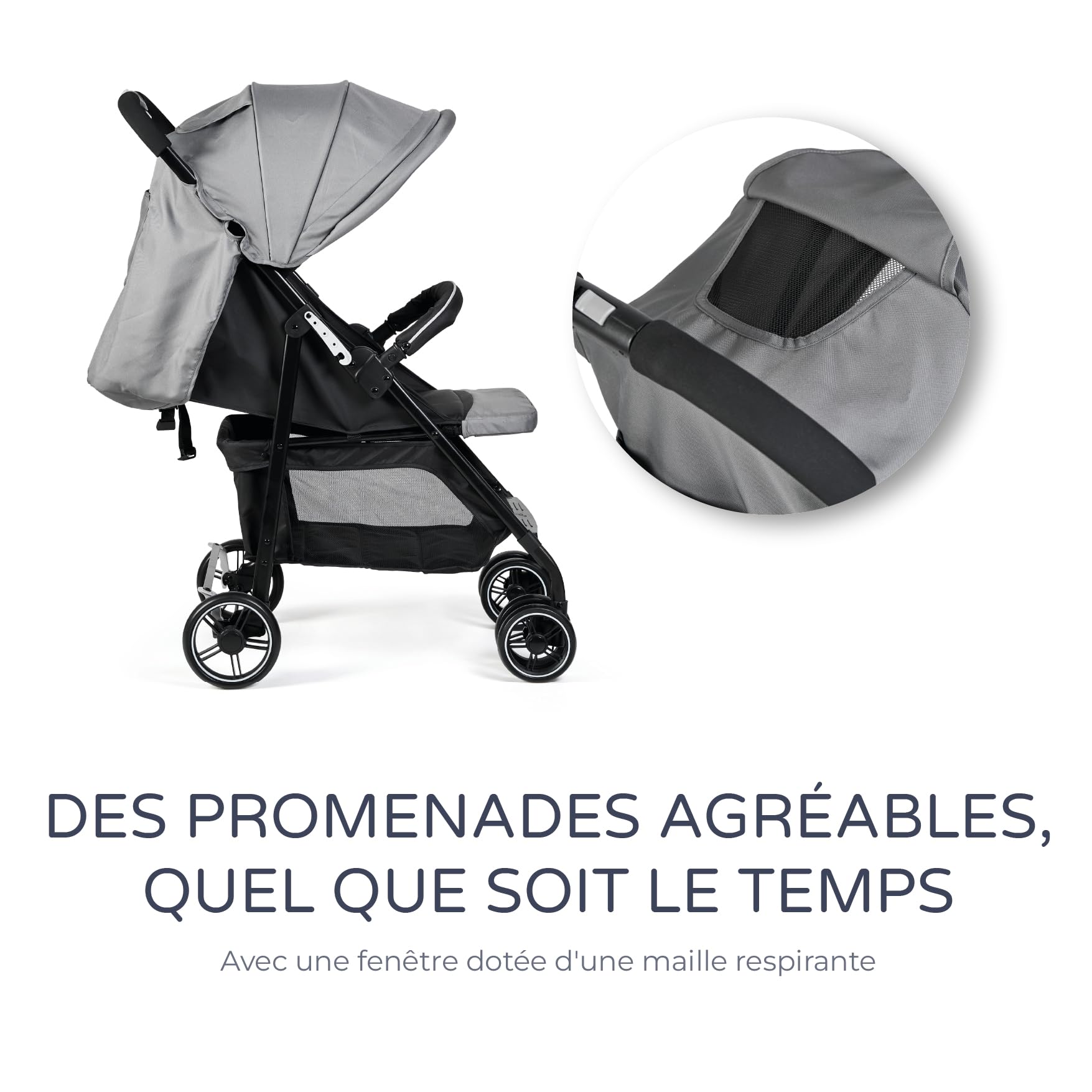 Ms BabyWorld – Poussette STREET – Poussette légère pour bébé | De la naissance jusqu'à 36 mois ou 22 kg | Avec amortisseurs | Capote XXL | Inclinaison maximale