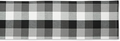 Miniatura 2 de DII Tri-Color Check Collection - Camino de mesa, 100% algodón, 14 x 108 pulgadas, color negro