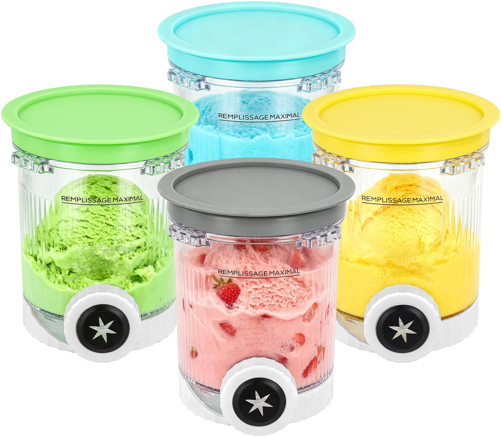 Lot de 4 Pots pour Ninja Ice Cream Swirl Pot Creamy Deluxe pour ninja Creami pour NC700 NC701 Series Accessoires pour Ninjas Machine à Glace Sans BPA et Lave-vaisselle