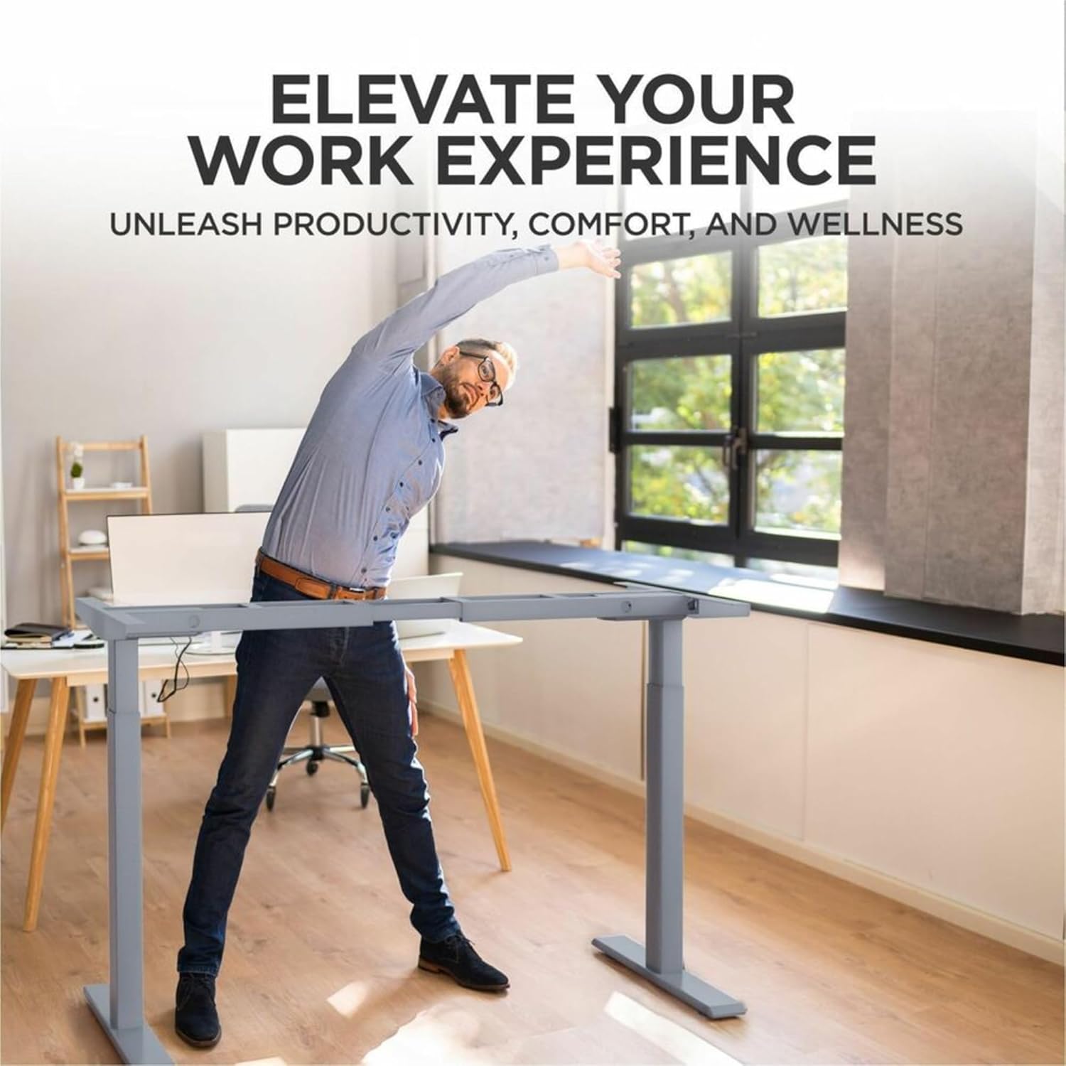 Rise Up Standing Desk Legs, Adjustable Standing Desk Frame Dual Motor w/Memory, Electric Frame Base Height Desktop Table, Sit Stand Electric Table Legs