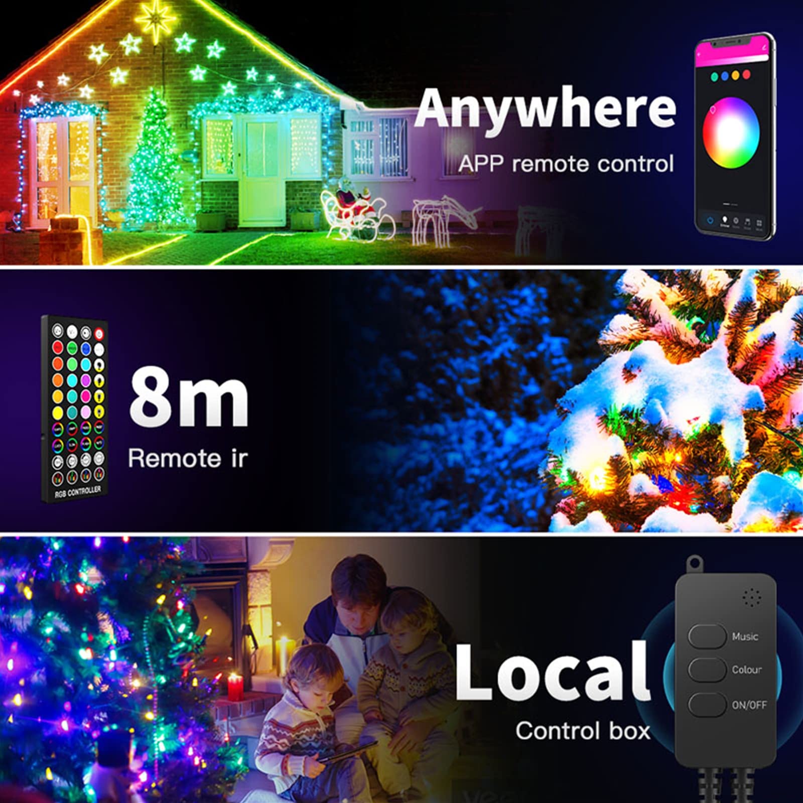 Luces LED inteligentes de hadas 5 m RGB USB de carga LED tira de luces Alexa Google Home Control IP66 impermeable hogar y decoración exterior