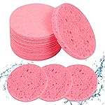 50-Count Compressed Facial Sponges, 100% Natural Cosmetic Spa Sponges for Facial Cleansing for Daily Facial Cleansing, Exfoliating Mask, Makeup Remover. Ideal for Home and Travel. (Sakura Pink)