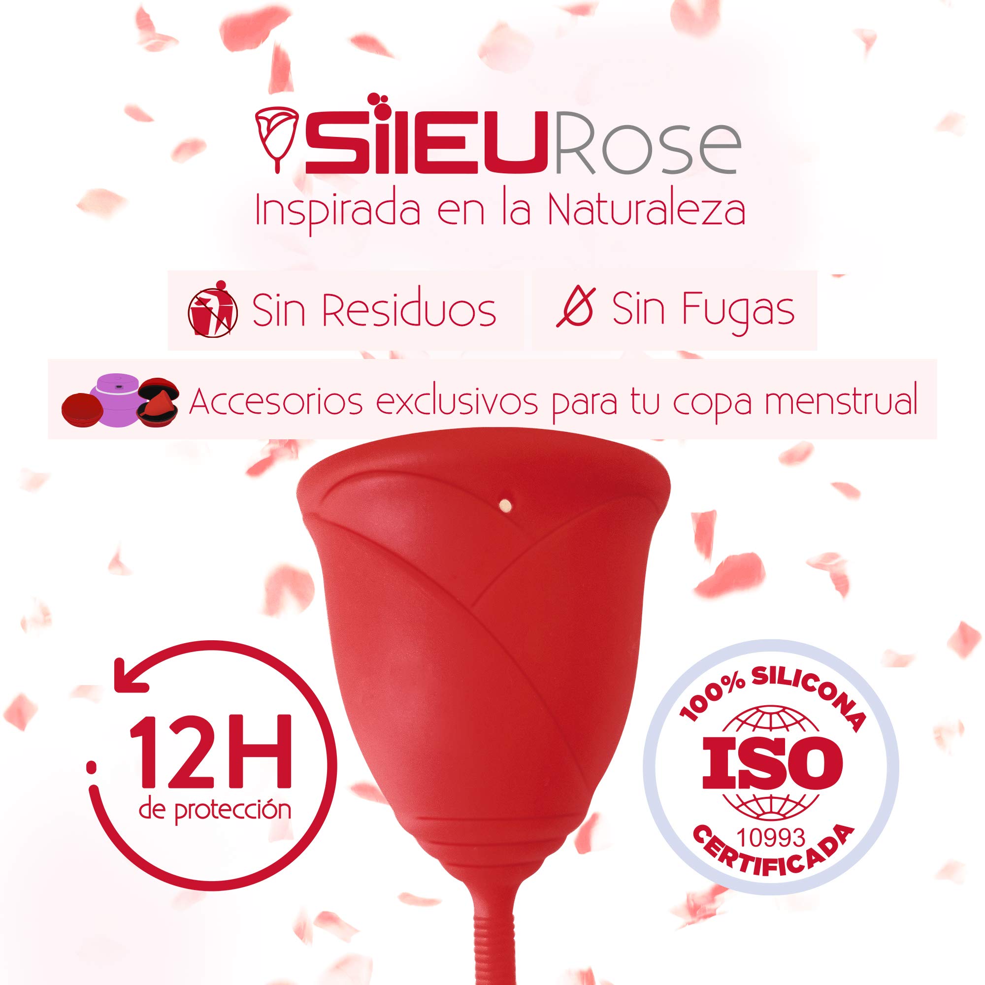 Coupe Menstruelle Sileu Cup Rose - Hypoalergenique silicone médicale confortable avec bons avis de gyneco - S'adapte aux parois vaginales sans fuites - Facile à mettre et enlever - Taille S, Rouge
