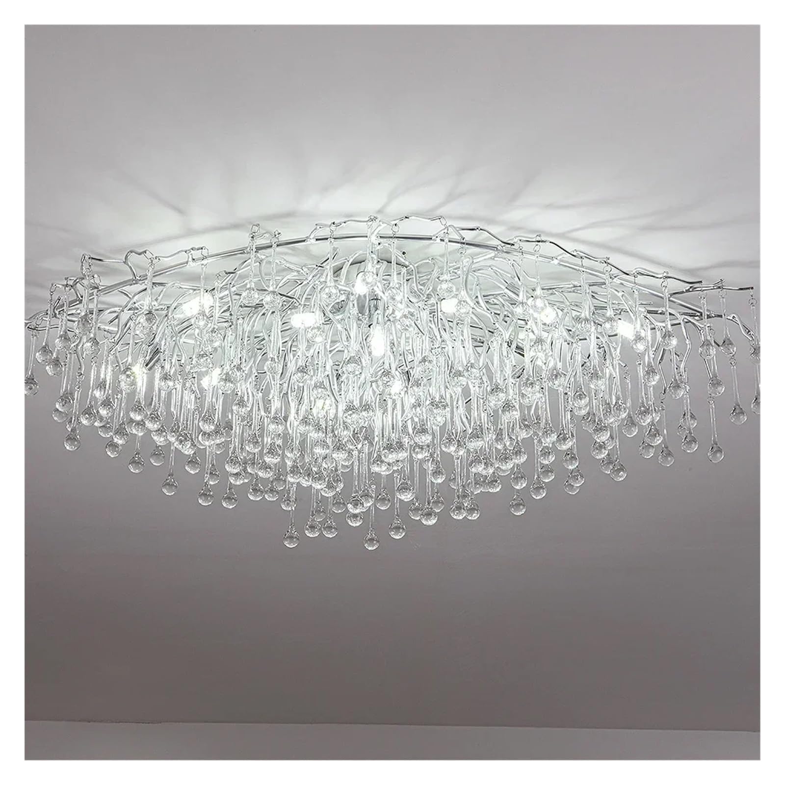 Suspension moderne de luxe lustre de plafond LED argenté 60 cm design raffiné