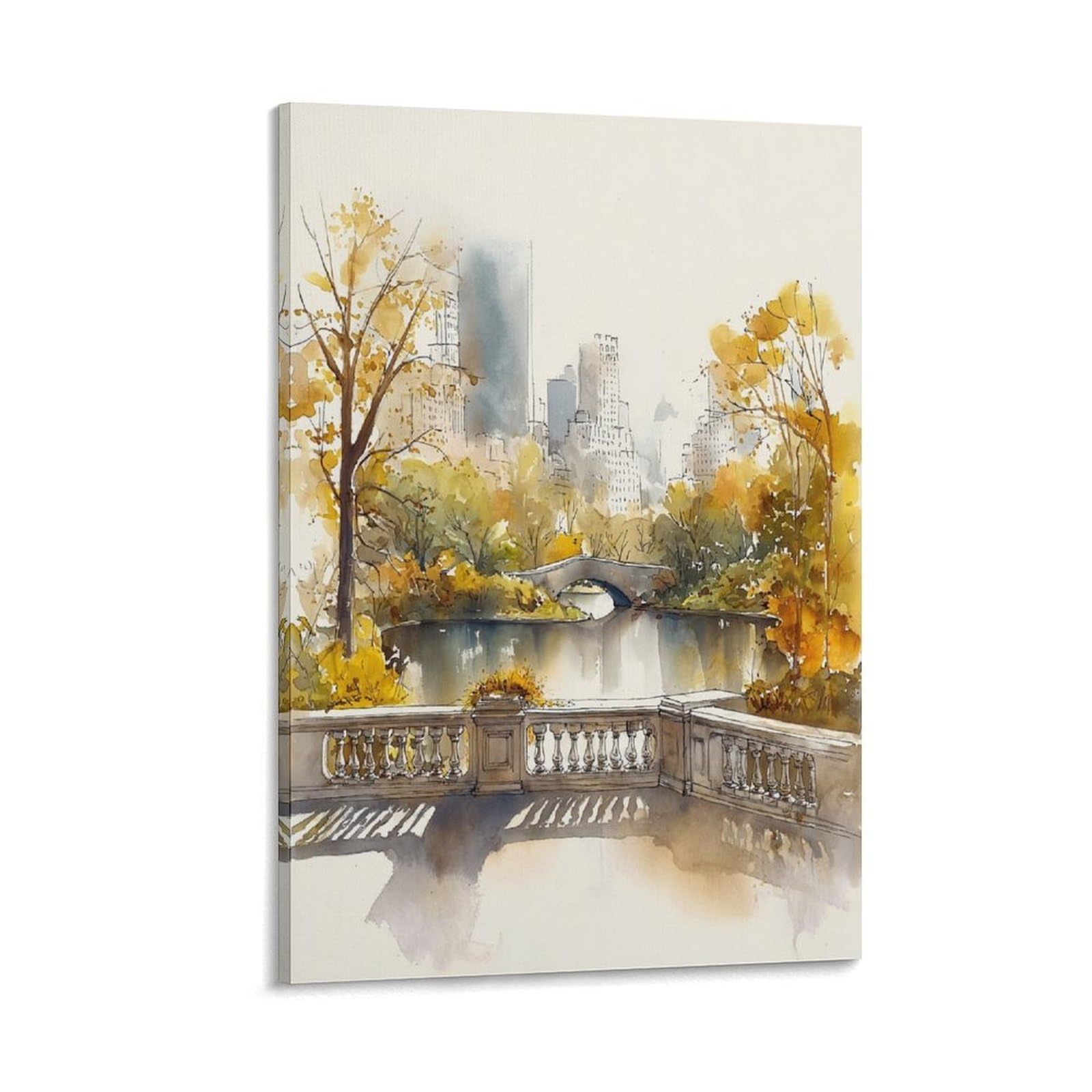 XWYMXZ Lake Eola Park Painting 20x30inch(50x75cm) Vintage Travel Poster Watercolor Canvas Art