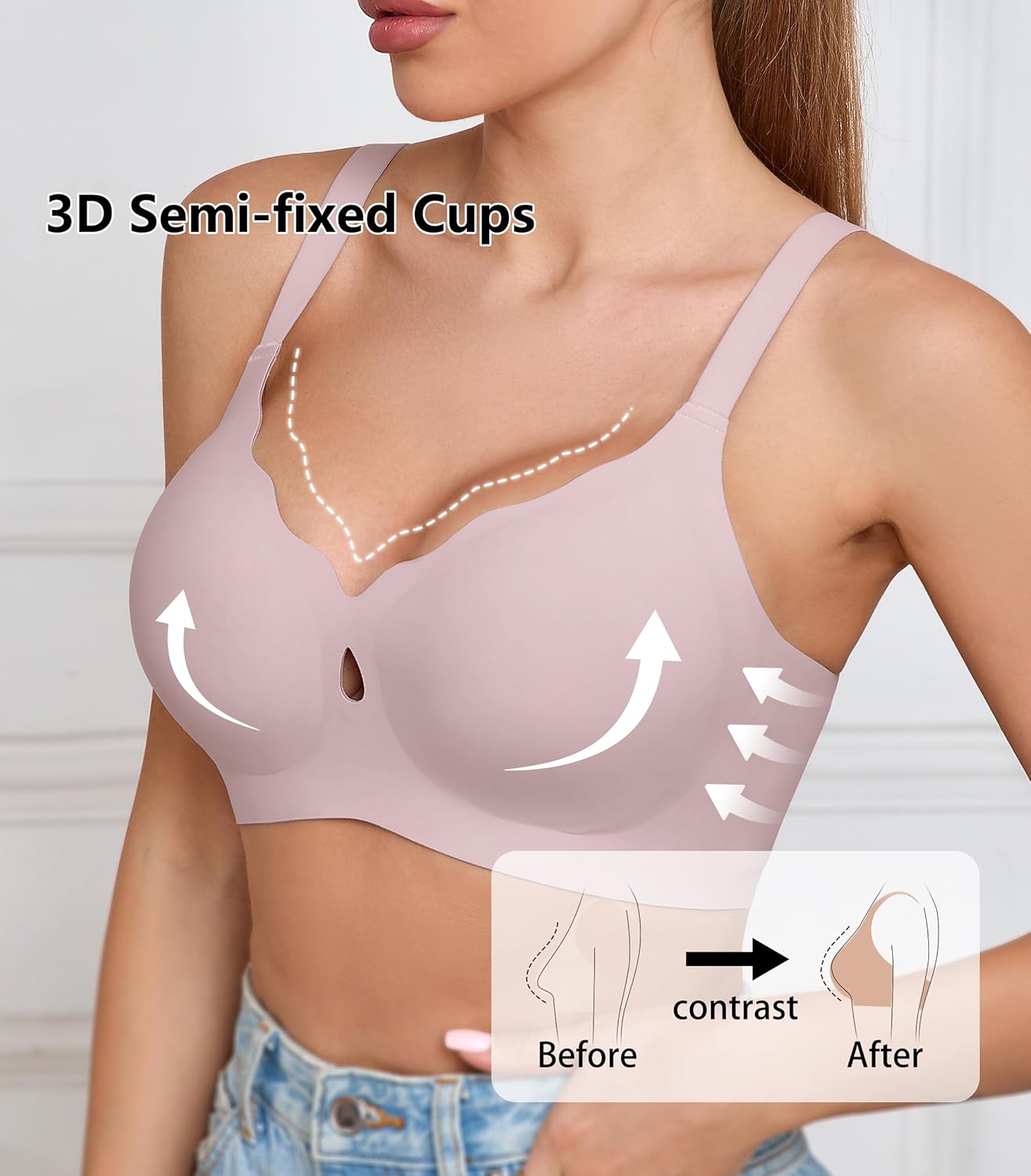 POSESHE Bras for Women No Underwire Wave Wireless Seamless Full Coverage Bralettes Lift Everyday Bra - Image 3