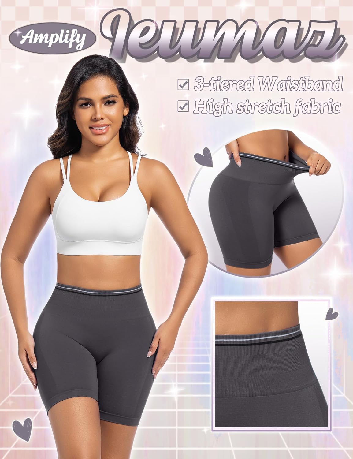 Amplify Scrunch Butt Lifting Gym Workout Shorts 4.5" Seamless Contour Tummy Control Biker Yoga Shorts for Women - Image 2