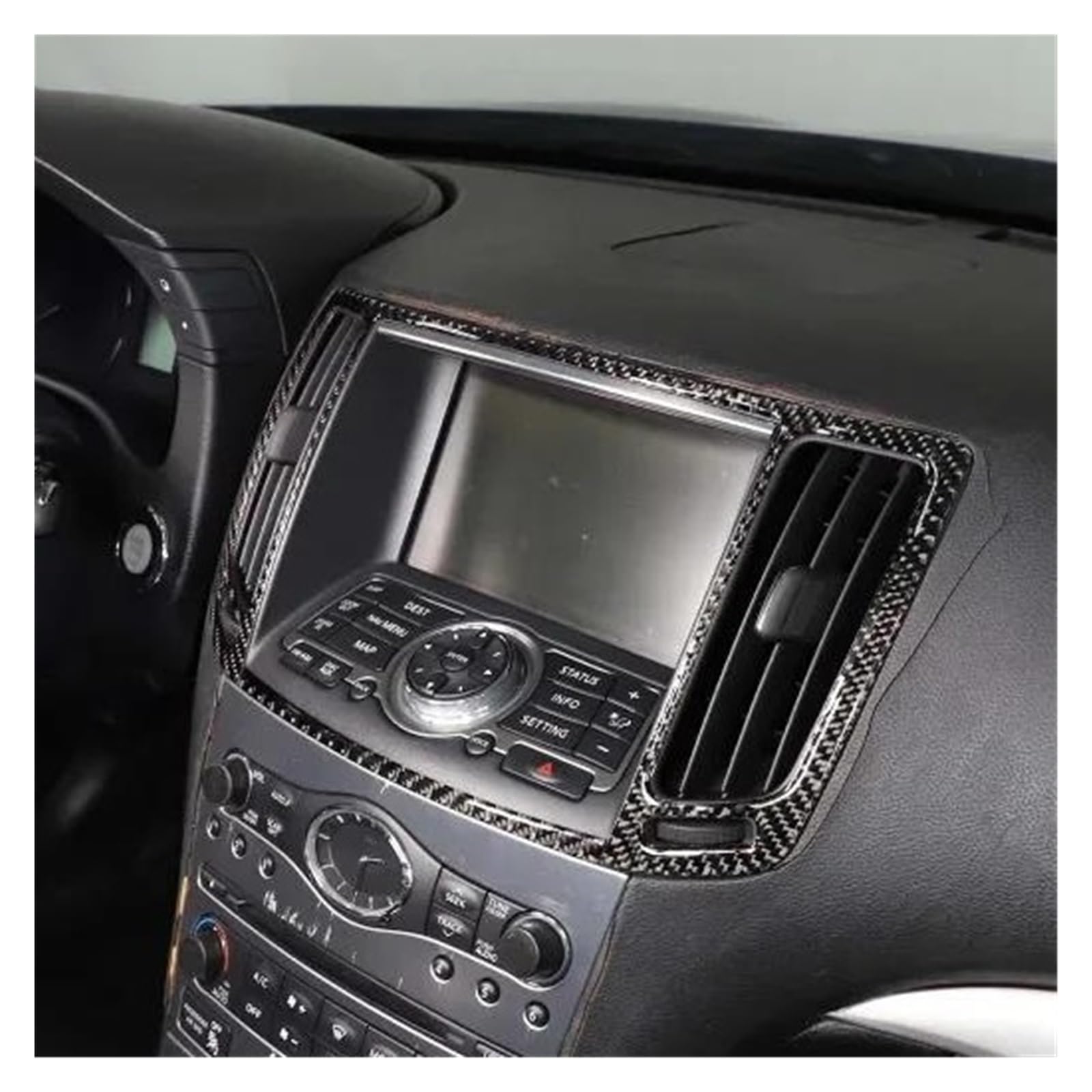 Kratzfeste Armaturenbrettverkleidung Für G25 G27 G37 2007-2013 Zentrale Konsole Conditioner Outlet Rahmen Abdeckung Trim Aufkleber Auto Zubehör(Schwarz)