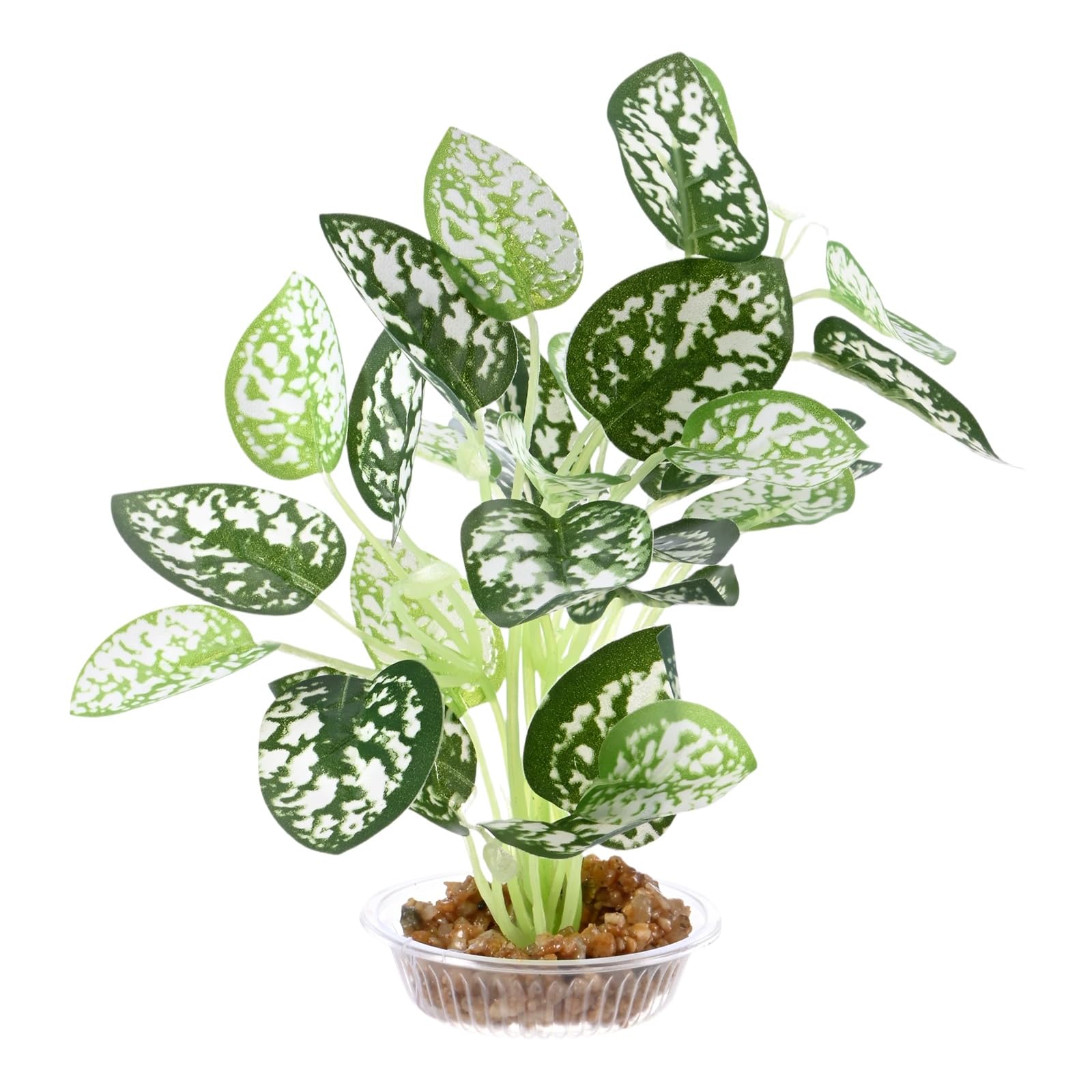 M METERXITY 1-Pack Aquarium Plant, Small Plastic Artificial Plant Water Grass Fish Hide Accessories for Aquarium Decoration/Fish Tank Decoration/Terrarium [Style 6, White]