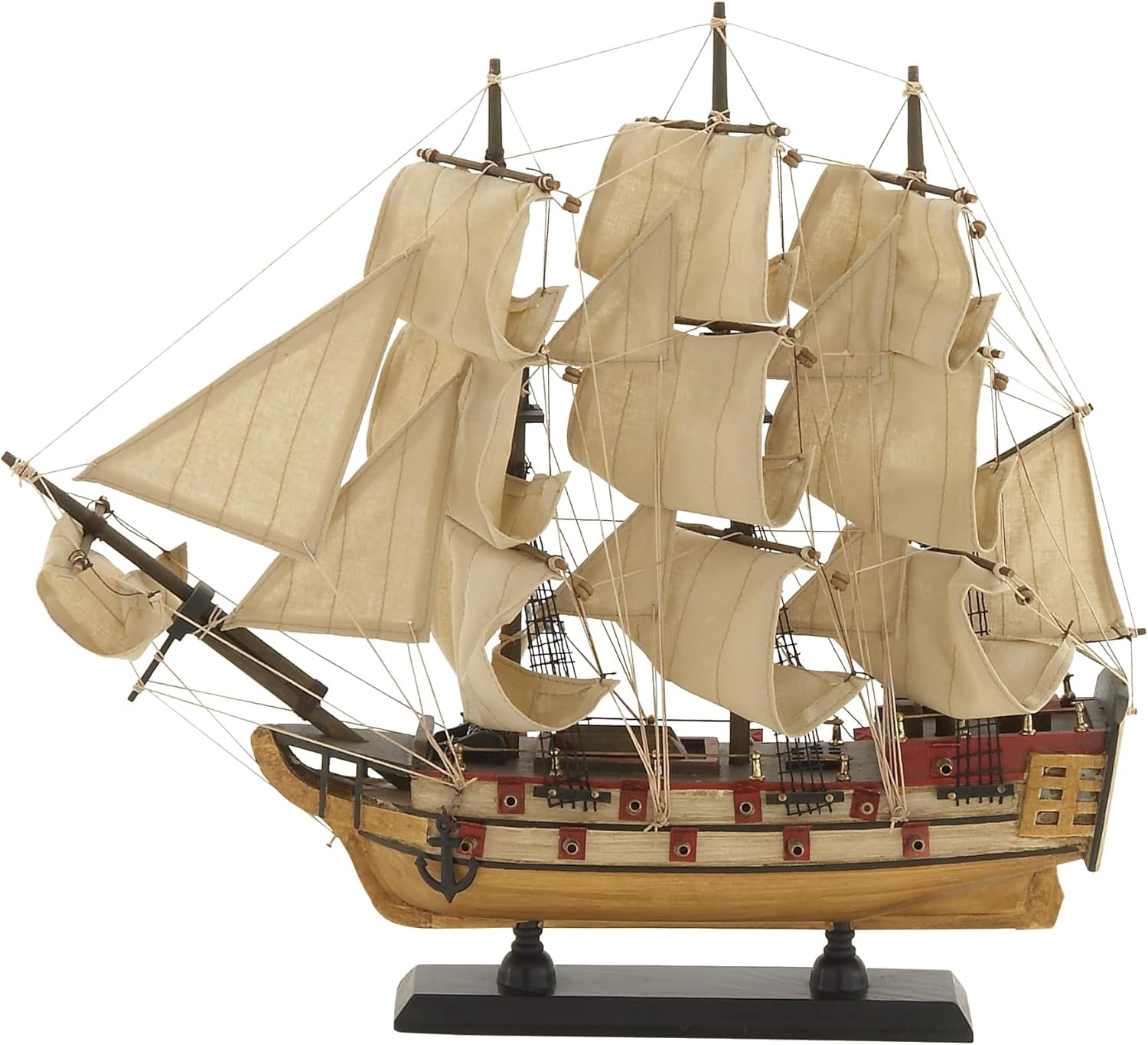 Deco 79 Wood Sail Boat Decorative Sculpture Home Decor Statue with Lifelike Rigging, Accent Figurine 15" x 3" x 14", Beige Beige 15" x 3" x 14"