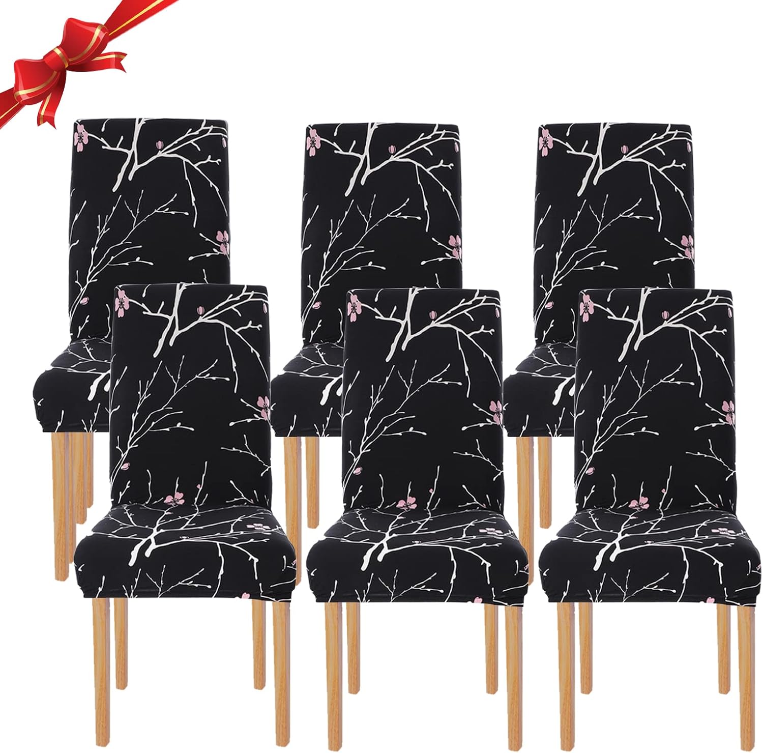 Jaotto 6-Piece Stretch Dining Chair Covers, Universal Washable Chair Covers