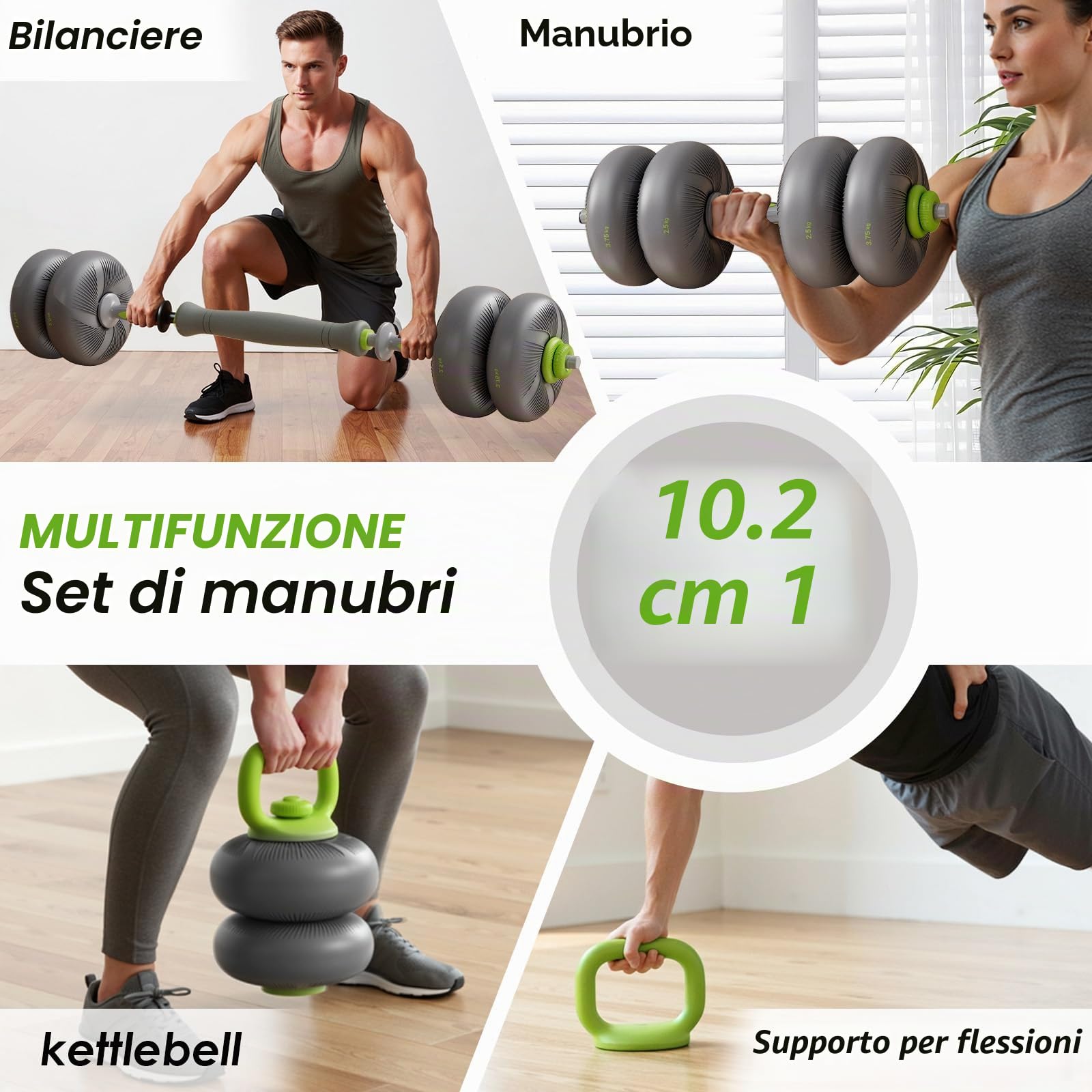 Set di Manubri Regolabili 4 in 1 Kettlebell, Bilanciere, 20 kg 25 kg Manubri Palestra a Regolazione Rapida Attrezzi Palestra Casa Supporto Flessioni per L'allenamento palestra di casa