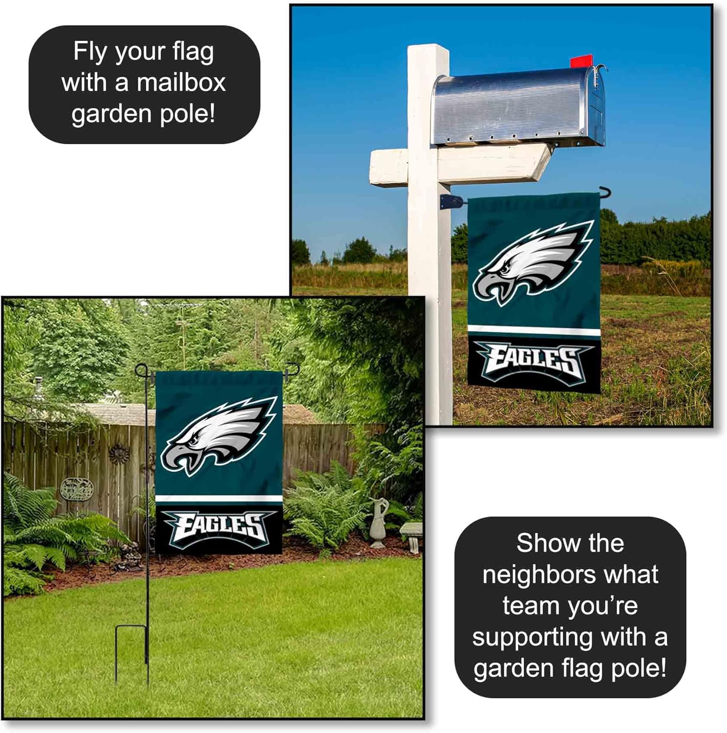Philadelphia Eagles Double Sided Garden Flag (Pack of 2)