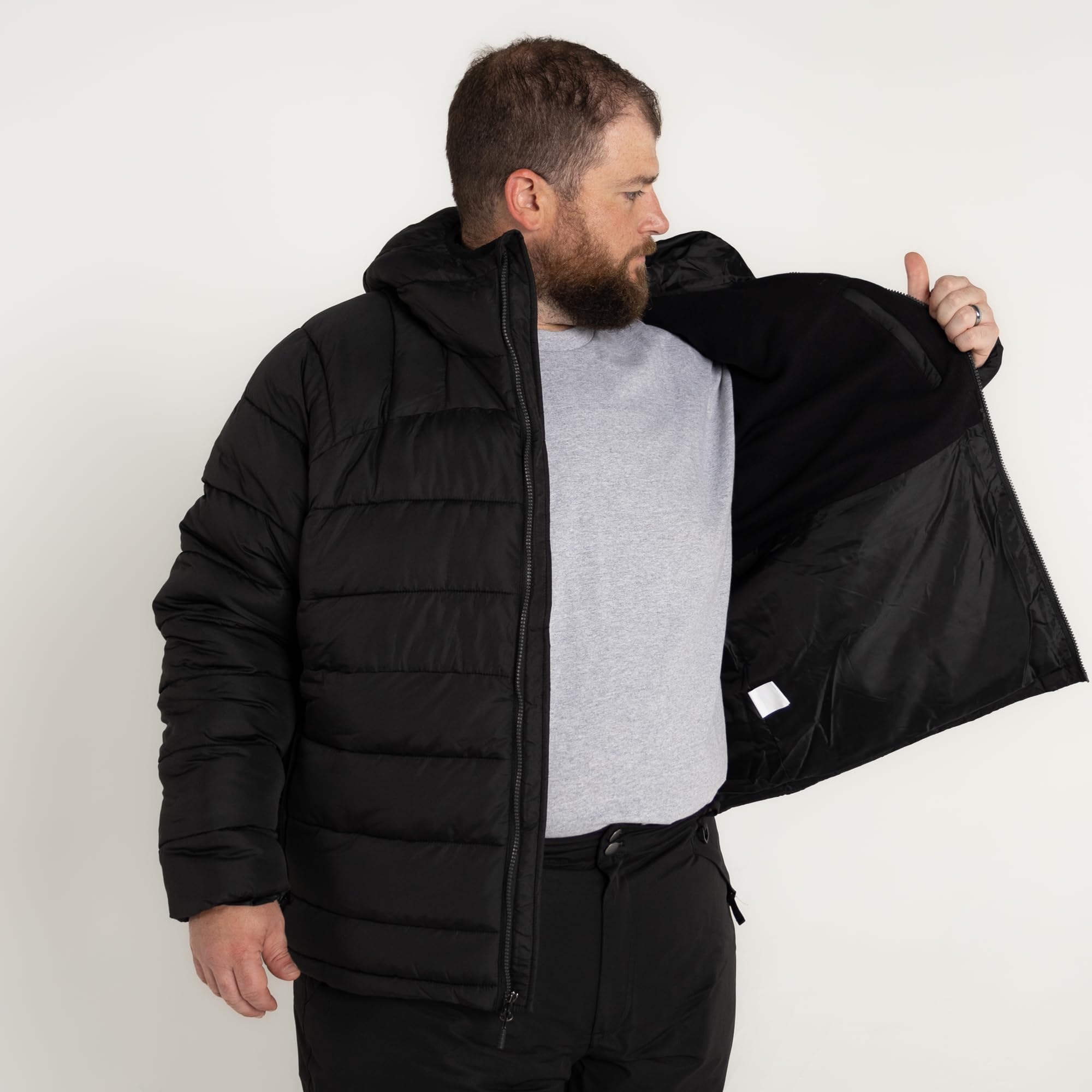 Snow Country Outerwear Mens Big 2XL-7XL Synthetic Down Powderhorn Hooded Winter Coat Jacket (5X-Large, Black)