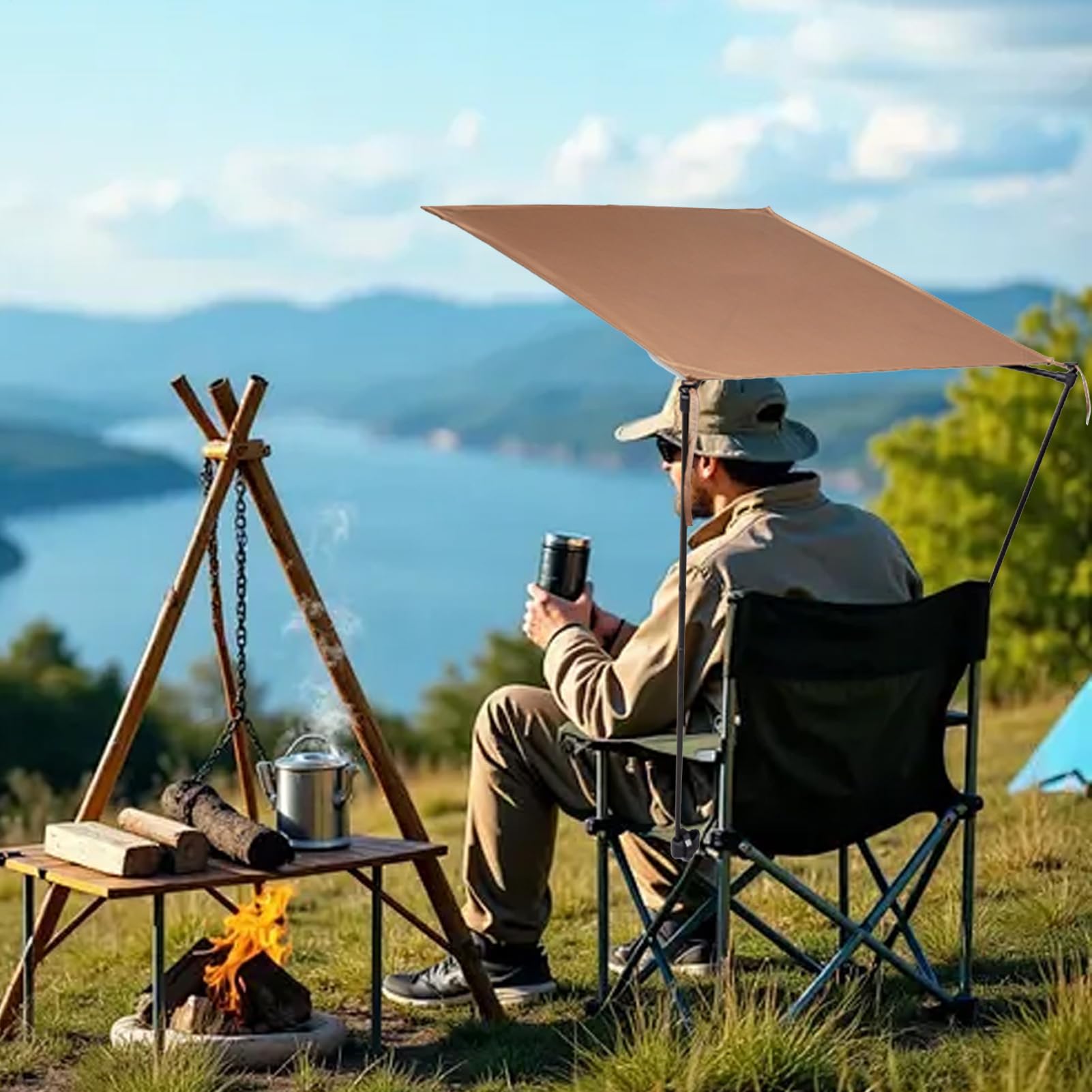 Tettuccio pieghevole da sedia Solare Portatile Tenda Da Sole | Tettuccio Per Sedia Pieghevole Da Campeggio Parasole Campeggio Sport Outdoor Spiaggia Tailgates Pesca Escursionismo