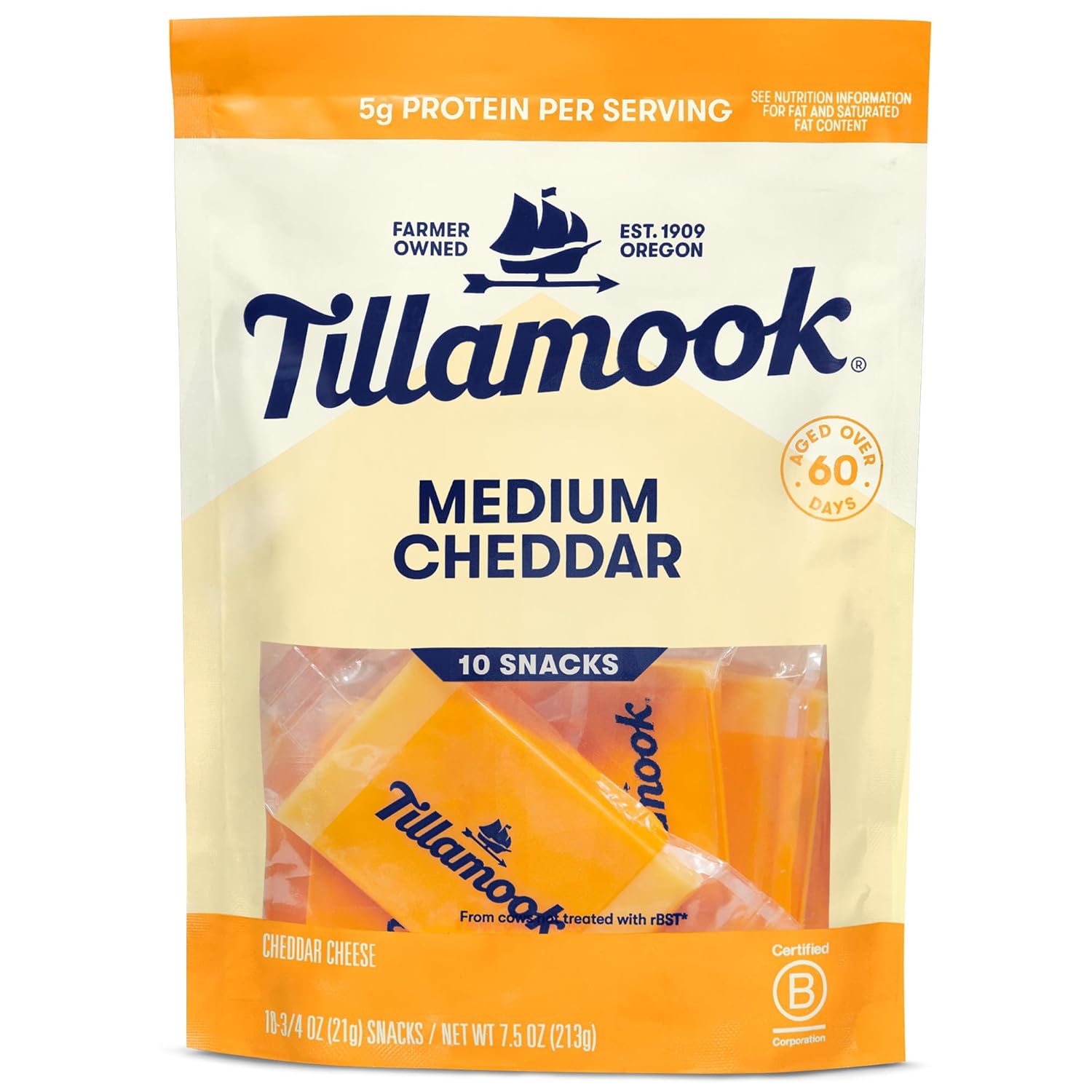 Tillamook, Medium Cheddar Cheese 3/4 oz Snack...
