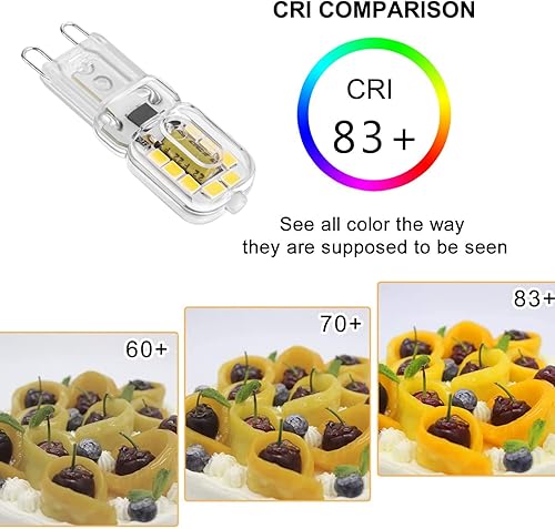 Miniatura 5 de Bombilla LED G9 de 2 W, equivalente a halógeno de 20 W, base G9 bi pines, 4000 K, blanco natural, no regulable, bombilla de ángulo de haz de 360 CA