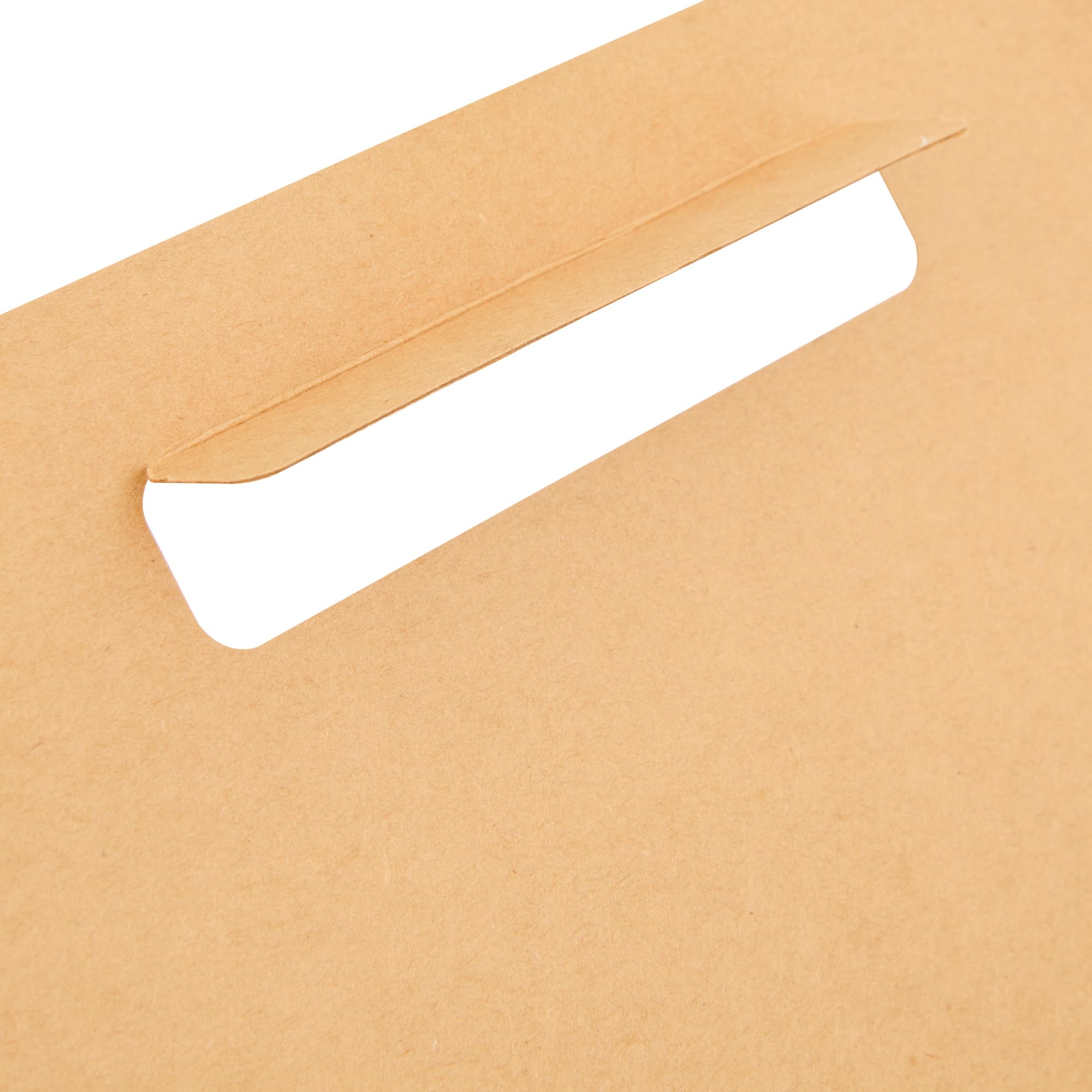 Restaurantware Bio Tek - Fiambreras de papel con asas, 100 recipientes desechables de papel kraft para alimentos, 21 x 10 x 20 cm, portavasos para utensilios de cocina, portadores de bebidas para