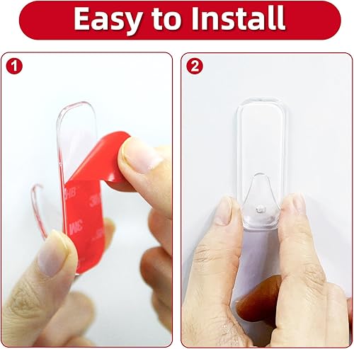 Miniatura 3 de Ganchos de pared para colgar resistentes, grandes 12 autoadhesivos de pared con 16 tiras sin daños, adhesivo transparente para llaves, ducha,