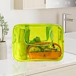 PVC Clear Pure Color Transparent Grand Zipper Cosmétic Pouch Travel Makeup Cosmetic Bag avec poignée pour la salle de bains de voyage Organisateur de toilette 11.81 * 8.27 * 5.12inch, Rose chaud