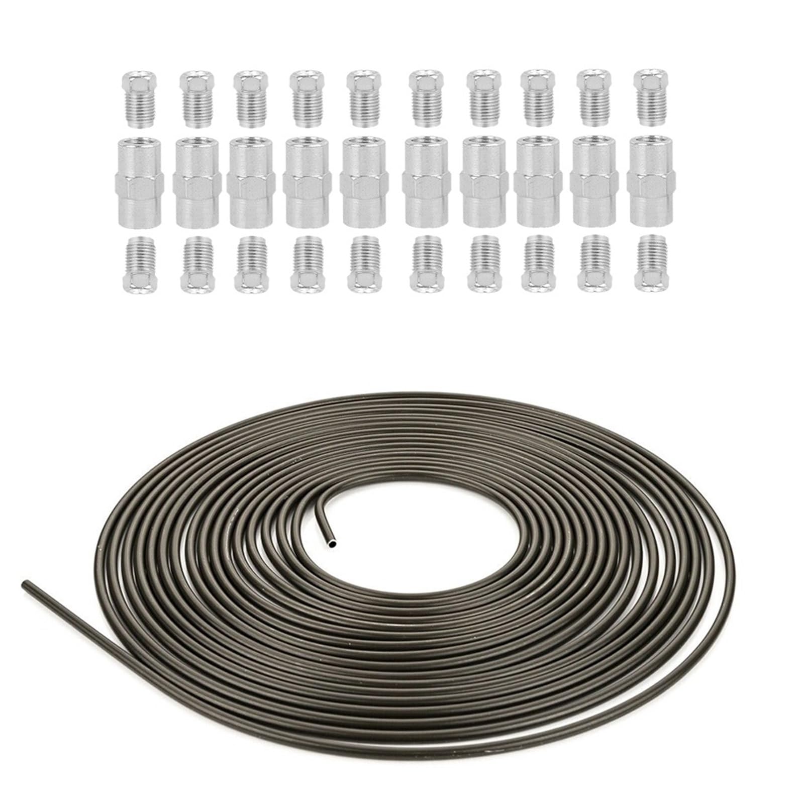 Aqyhsotw Silver 3/16 (4.75Mm) Outer Diameter 10 Meters + 10 Sets Of Connectors Brake Oil Pipe Repair Kit Car Brake Line Brake Lines Kit(Silver)