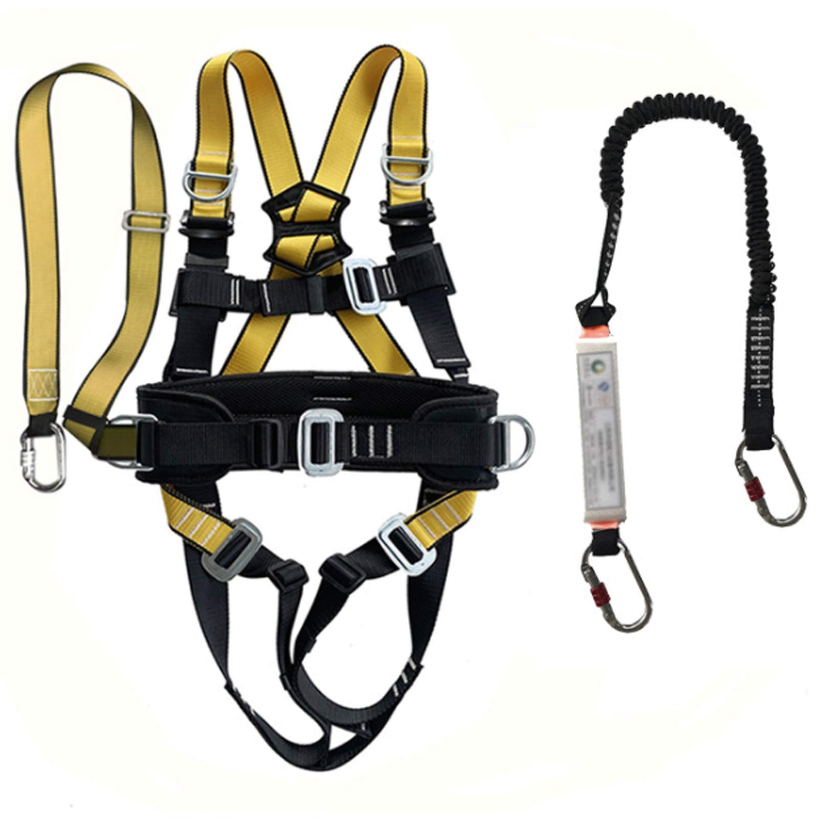 SwaYve Arnés de Seguridad, Kit de Detención de Caídas, Arnés de Cuerpo Completo, con Anillo en D Trasero, Cuerda de Seguridad de Protección Contra Caídas para Trabajar en Escalada en Techos/C