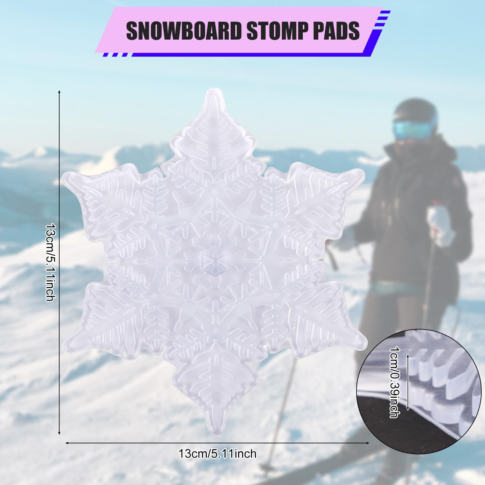 2szt Platek Sniegu Pady Stompowe, 3D Antyposlizgowe Snowboard Pady Stompowe Snowboardowa Podkladka Pod Chwyt Snowboardowa Podkladka Spike Stomp Zapewniajace Dodatkowa Przyczepnosc