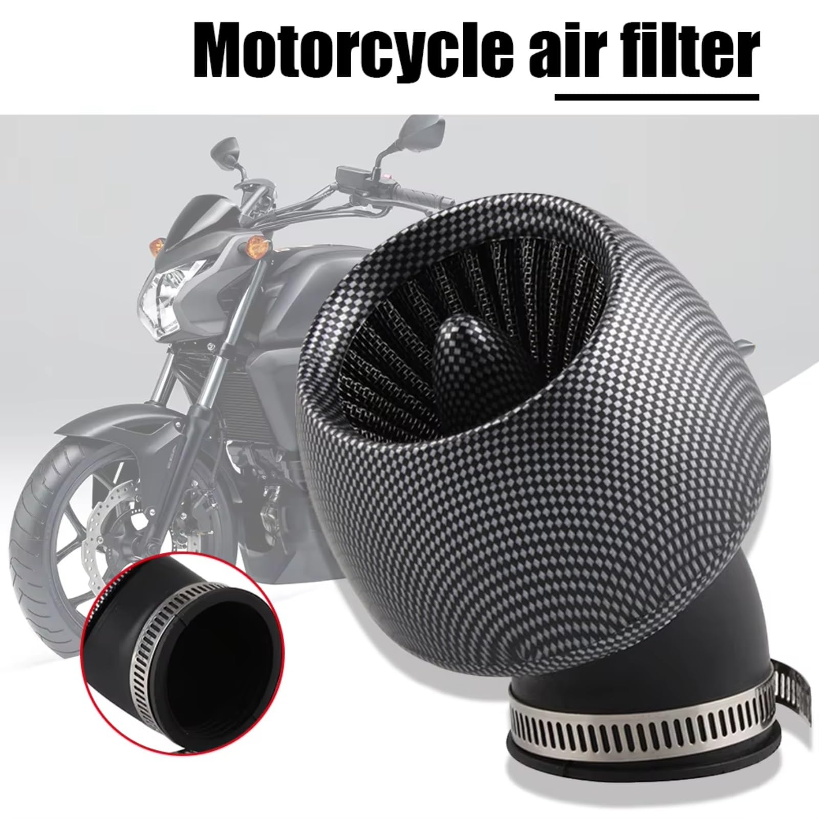 Se Adapta Todos Los Filtros Aire Universales Motocicletas 28/35/42/48 Mm Ciclomotores,Scooters,Motos Vehículos Todo Terreno 50/200 Cc Aire Motocicleta Limpiador(28-48mm Universal)