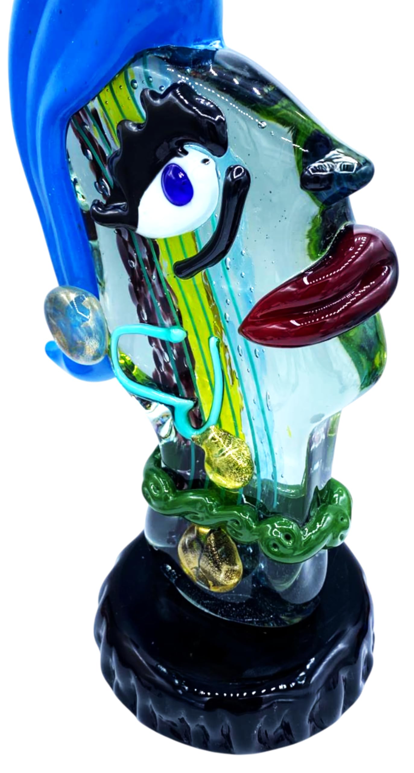 Sculpture visage en verre de Murano, design coloré Picasso pour illuminer une console moderne