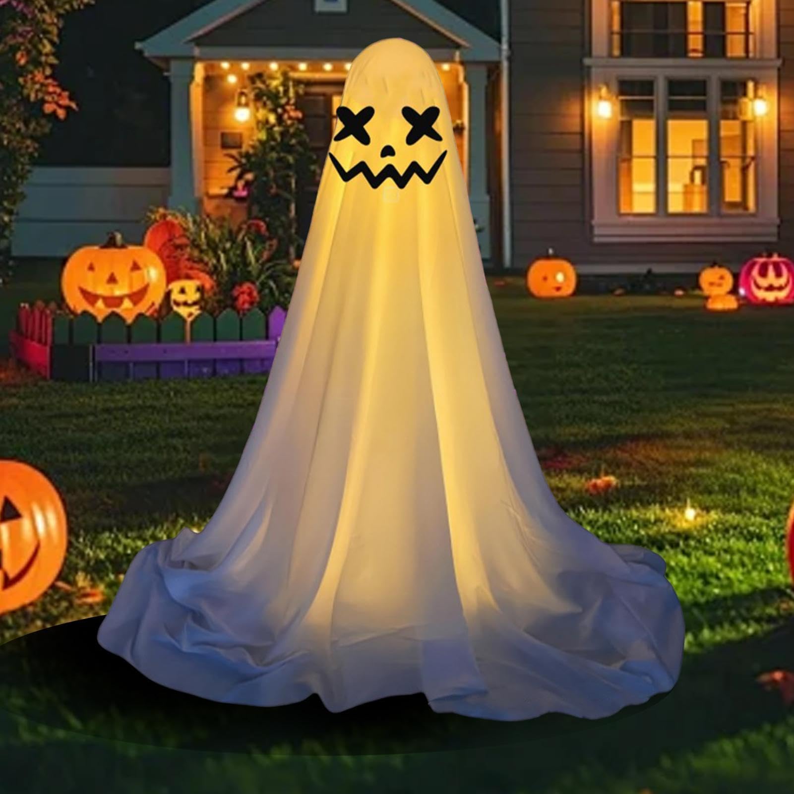 Halloween fantasma luminoso design realistico luminescente